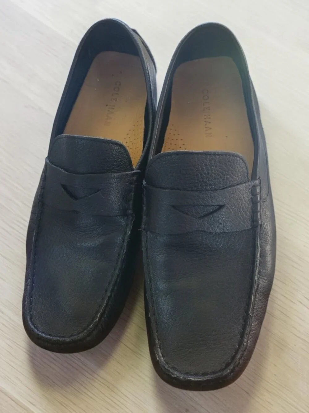 Cole Haan Men's Black Pebbled Leather Penny Driving Loafers Sz 9.5